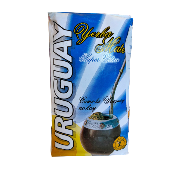 Yerba Mate de la marca Uruguay super extra. Contenido neto 1 kg.