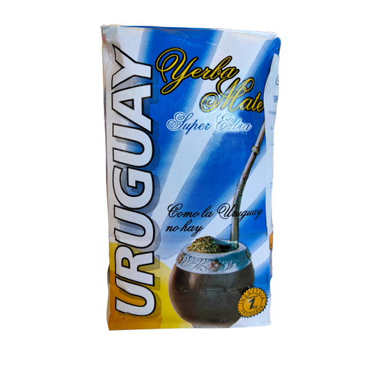 Yerba Mate de la marca Uruguay super extra. Contenido neto 1 kg.